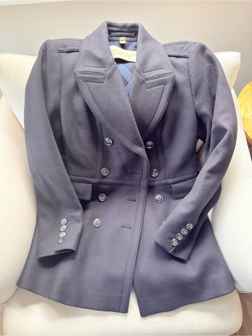 Burberry Womens Double-Breasted Wool Coat